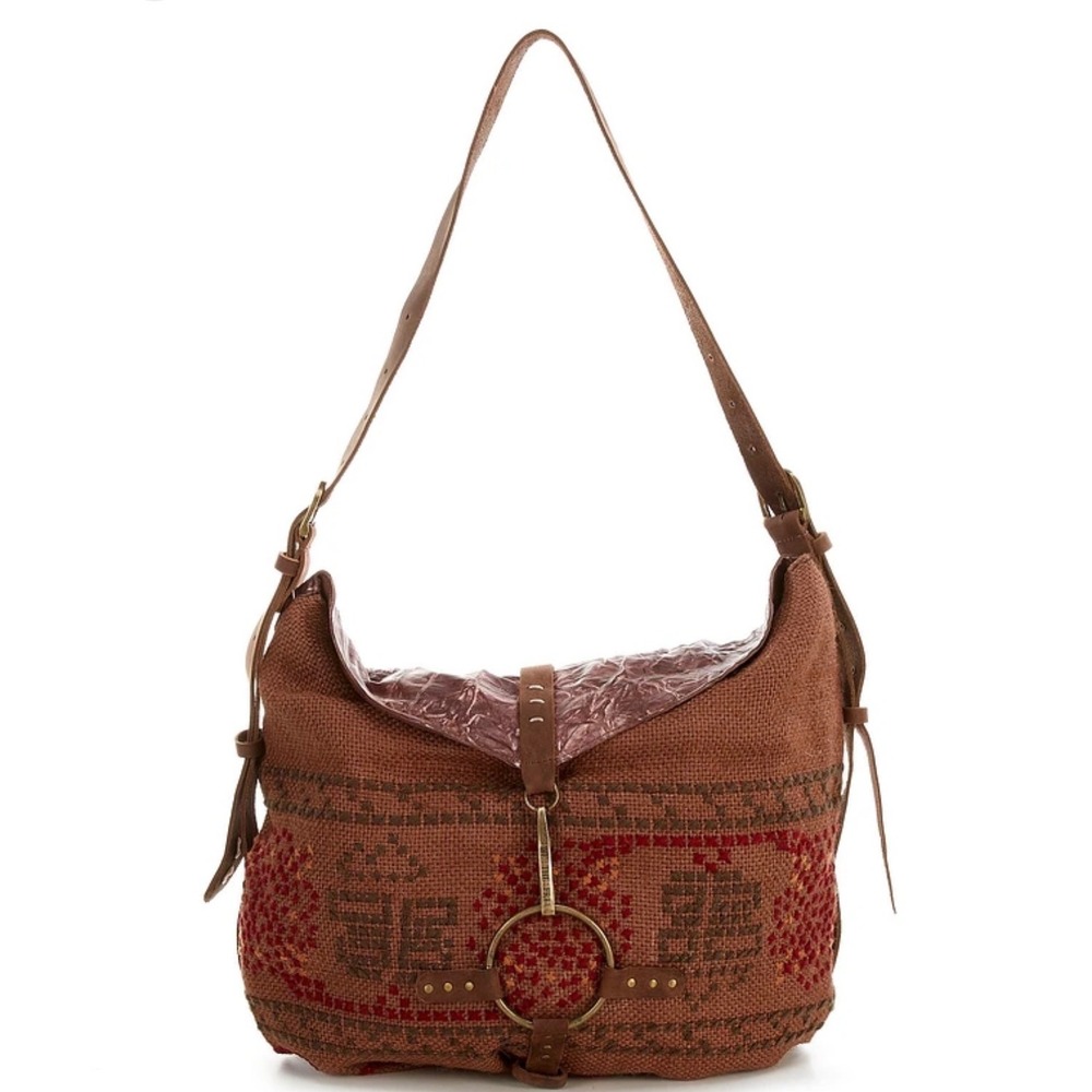 Free People We The Free Talia Bag – Distressed Brown Boho Jute & Leather Hobo